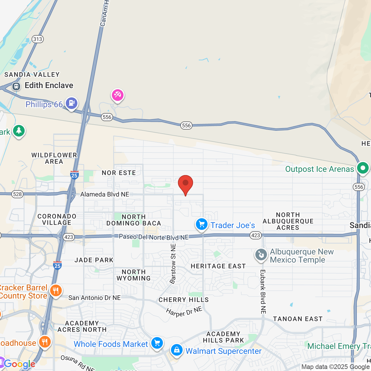 Google map image of our location in 8650 Alameda Blvd NE Albuquerque, NM